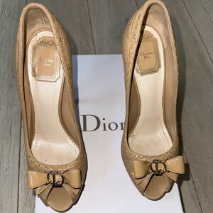 Dior Tan Bow Detail Heels
